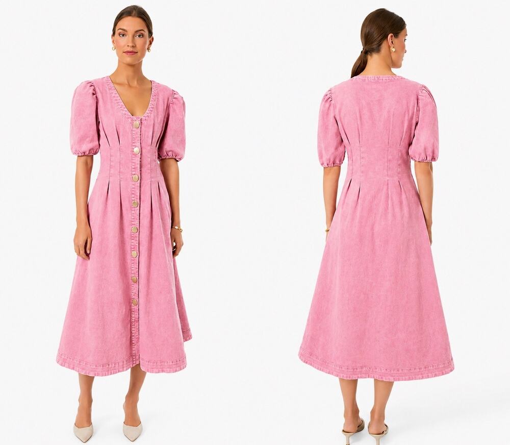 Tuckernuck Hyacinth House Pink Denim Madeline Midi Dress